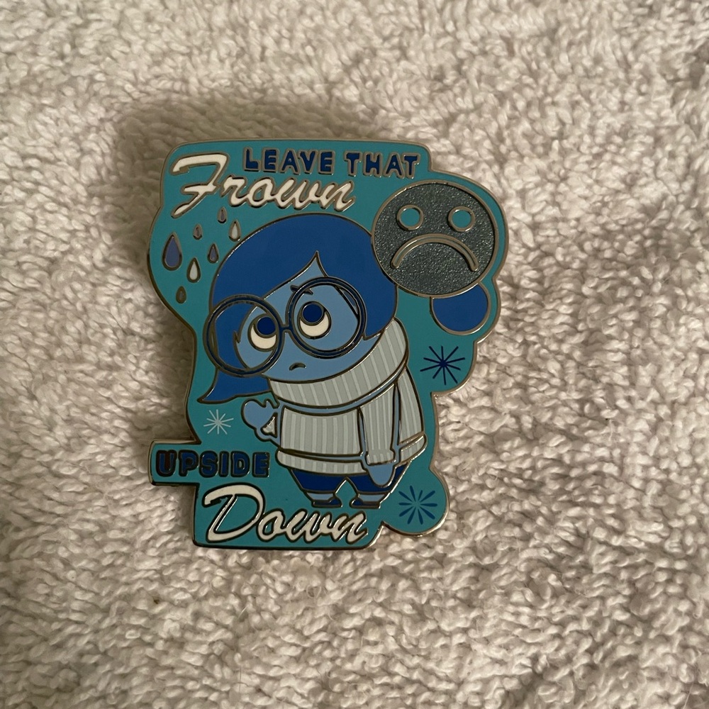 Disney Parks Pixar Inside Out Sadness Pin “Leave that Frown Upside Down”